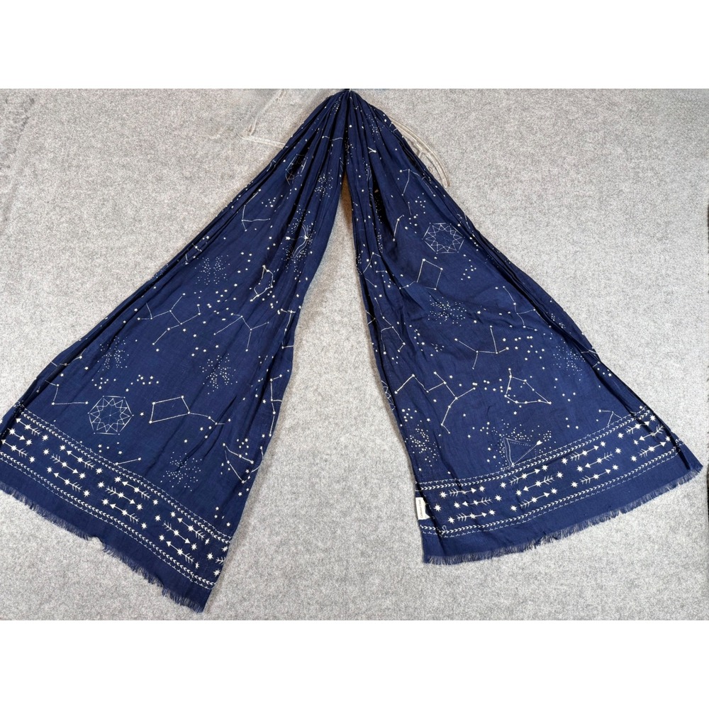 Coldwater Creek Scarf Womens OS Navy Blue Celestial Constellation Print Scarf